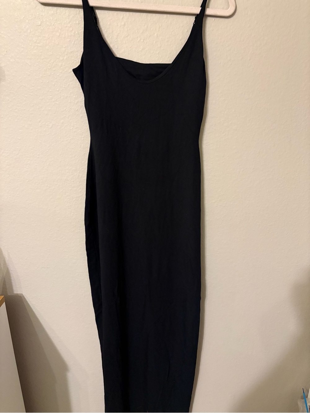 SKIMS Black Maxi Slip Dress with Slim Straps